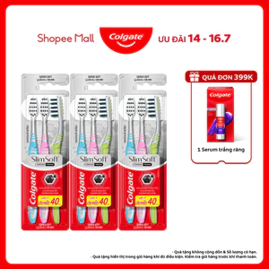 Bộ 9 Bàn chải Colgate Slimsoft Between Charcoal lông chải mềm mảnh xen sợi phủ than hoạt tính