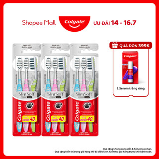 Bộ 9 Bàn chải Colgate Slimsoft Between Charcoal lông chải mềm mảnh xen sợi phủ than hoạt tính