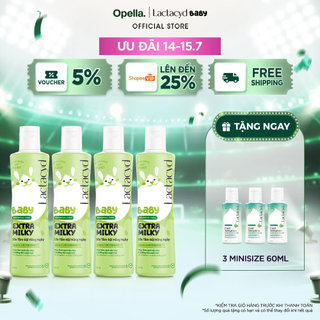 Bộ 4 chai Sữa Tắm Gội Trẻ Em Lactacyd Baby Extra Milky Làm Sạch Dịu Nhẹ và Dưỡng Ẩm Vượt Trội 250ml/chai