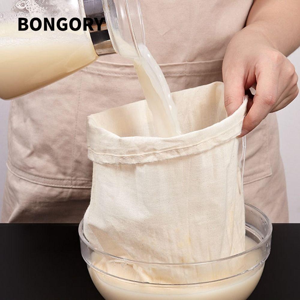 BONGORY Vải Phô Mai, Túi Lọc Di Động Có Thể Tái Sử Dụng, Túi Đựng Phô Mai Pha Lạnh Trà Sữa Chua Cà Phê Hạt Túi Sữa