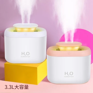 Máy tạo độ ẩm USB Dung tích lớn Máy tạo độ ẩm phun kép gia đình Phong cách mới Mini 3.3L lọc không khí phun sương nhỏ đầy màu sắc, Máy phun sương dưỡng ẩm cho nữ