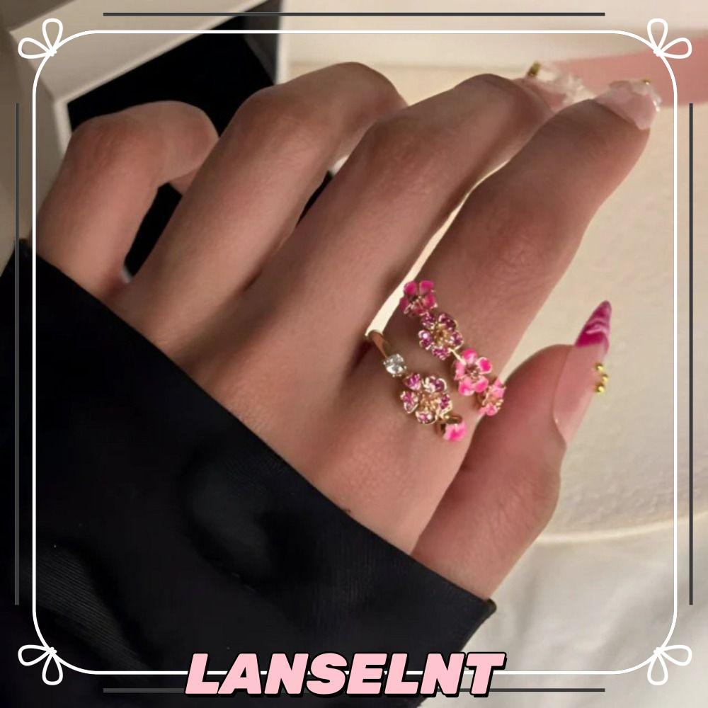 ILANSEL1 Nhẫn Hoa Đào Nữ, Điểm Pha Lê Hoa Hồng Mạ Vàng Anh Đào Nhẫn, Thanh Lịch Có Thể Điều Chỉnh Mở Đá Quý Nhẹ Mạ Đá Quý Hộp Nhẫn Đính Hôn Cưới