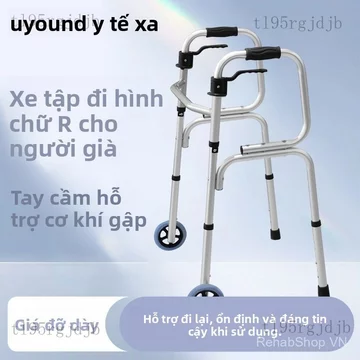Khung tập đi Xe tập đi cho người già hỗ trợ đi lại, khung tay vịn chống ngã, xe tập đi bốn chân bằng hợp kim nhôm dày dặ
