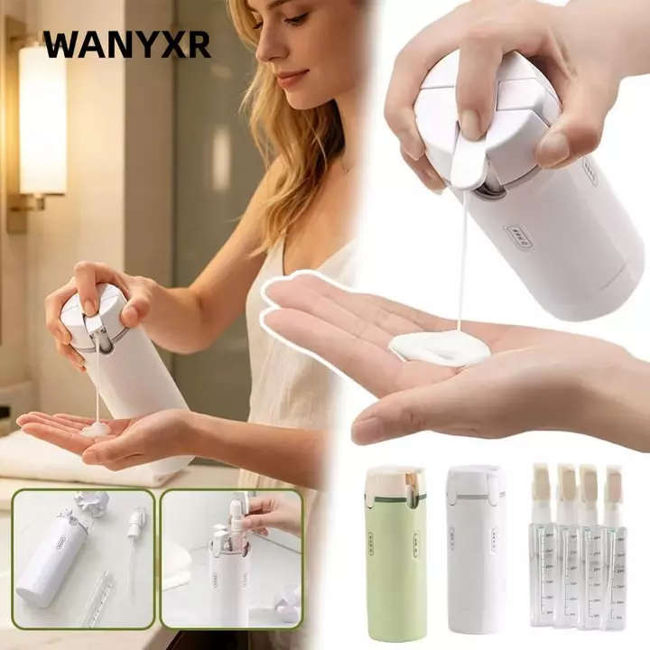 Chai đựng đồ du lịch 4 trong 1 WANYXR, có thể đổ lại với nhãn dán quy mô & nhãn Chai đựng đồ vệ sinh du lịch, Chai bơm chống rò rỉ BPA di động Vòi hoa sen & Du lịch