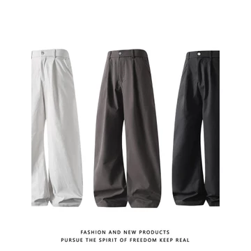 quần tây nam big size quần tây nam ống rộng Mỹ Retro Đen Drape Quần Nam Rời Lười Quần Thường Ngày Cao Cấp Hồ Sơ Thẳng Phù Hợp Với Quần