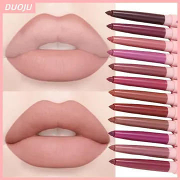 Bút chì lót môi mờ DUOJU, Bút chì viền môi lâu trôi không thấm nước, Thiết kế có thể thu vào Cốc chống dính Bút son chống nhòe Trang điểm môi