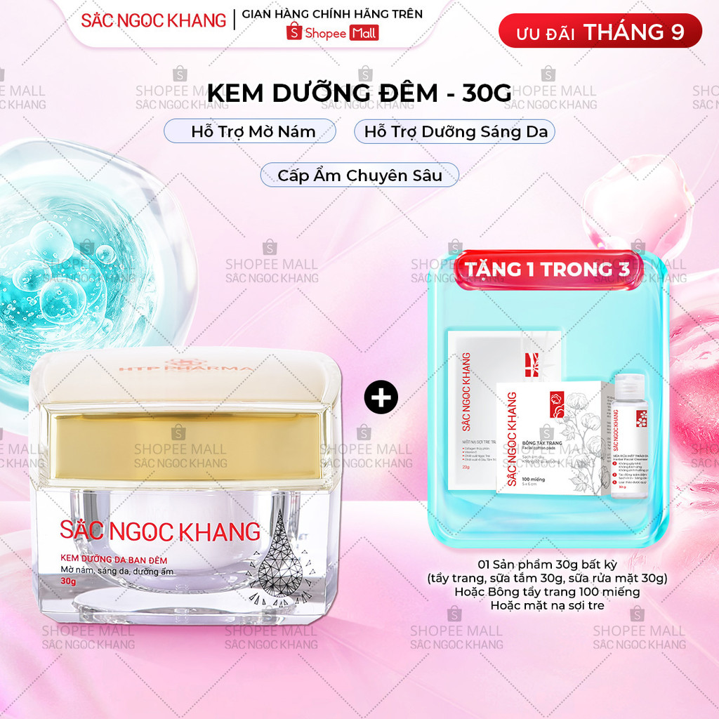 Kem Dưỡng Da Ban Đêm Sắc Ngọc Khang 30g giúp dưỡng ẩm, ngăn ngừa lão hóa & mờ nám sạm tàn nhang
