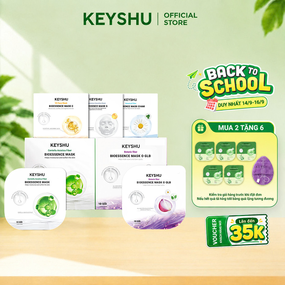 [DUY NHẤT THÁNG 9] Combo 2 Hộp Mặt Nạ KEYSHU 10 Miếng 30ML Dưỡng Ẩm, Làm Sáng Da, Hỗ Trợ Ngăn Ngừa Lão Hóa
