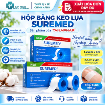 [Hộp 12 Cuộn] Băng Keo Vải Lụa Y Tế SUREMED – Silk Tape – Băng Dính Y Tế Cuộn Vải CHÍNH HÃNG, XUẤT HOÁ ĐƠN