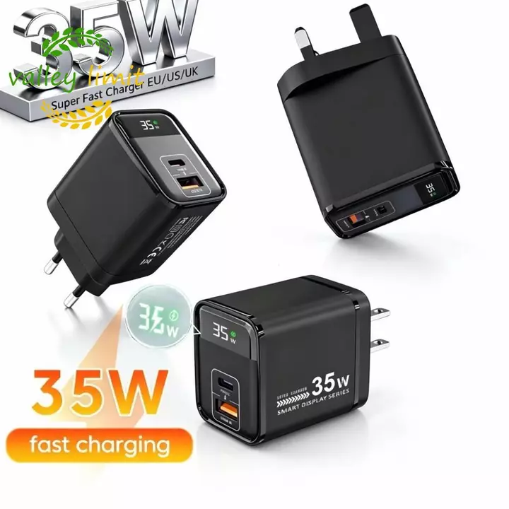Bộ sạc nhanh điện thoại VALLEY LIMIT, Bộ chuyển đổi sạc điện thoại di động sạc nhanh đầu ra 35W, Khả năng tương thích đa năng Sạc nhanh Màn hình kỹ thuật số Bộ sạc điện thoại Sạc tại nhà
