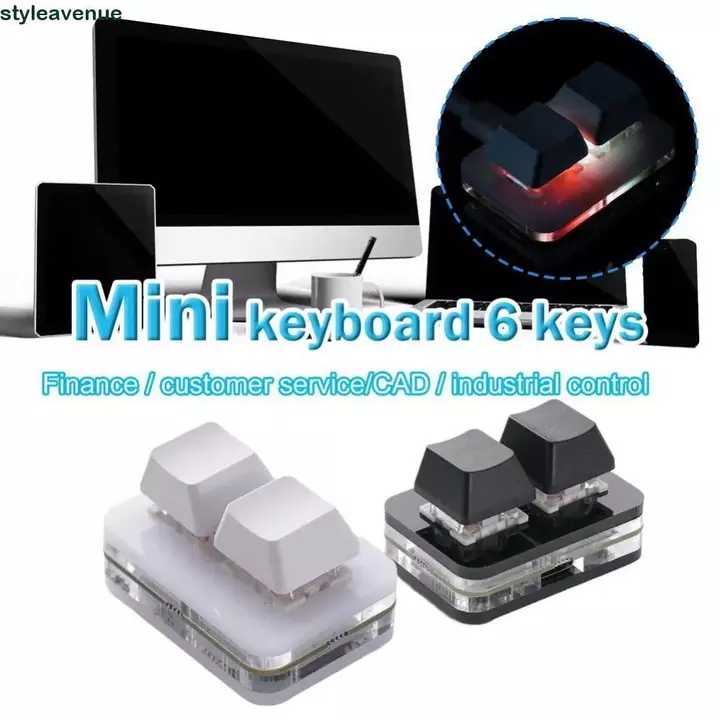 Bàn phím dán sao chép STYLEAVENUE, Bàn phím mini 2 phím mini Acrylic tùy chỉnh, Phụ kiện bàn phím Công tắc đỏ Giao diện phím cơ Type-c 2 phím Trò chơi bàn phím mini