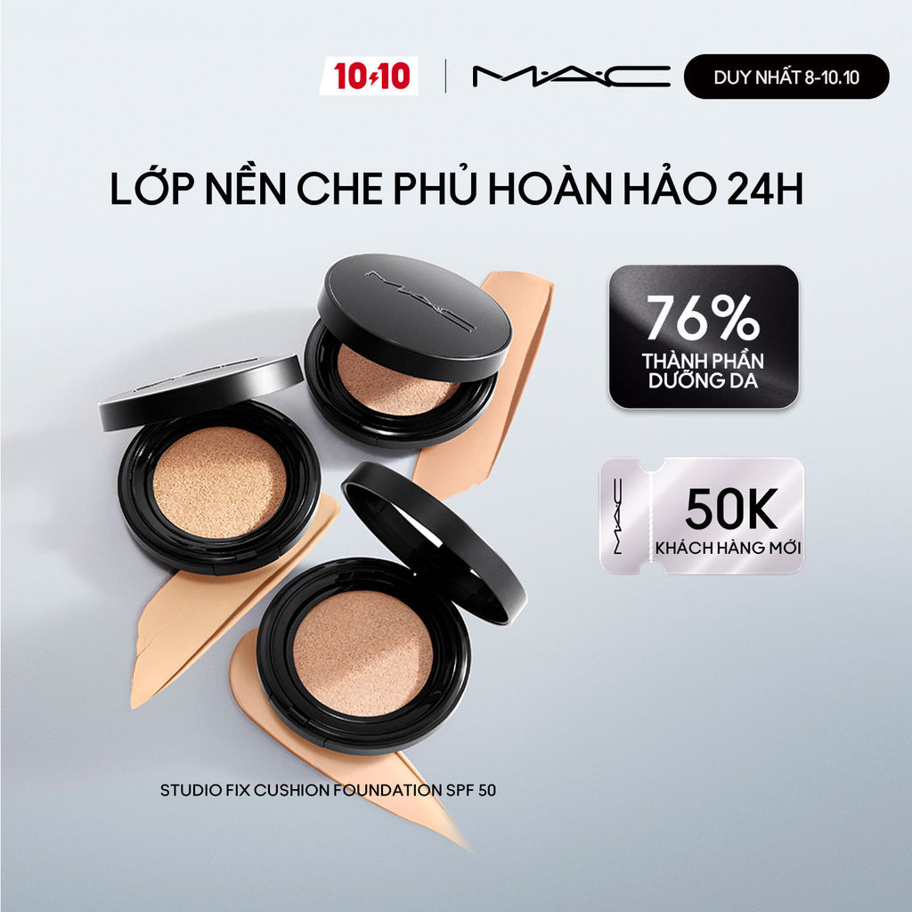 Phấn nước MAC Studio Fix Longwear Cushion Foundation SPF 50/PA+++| Phấn nước che phủ hoàn hảo 24H