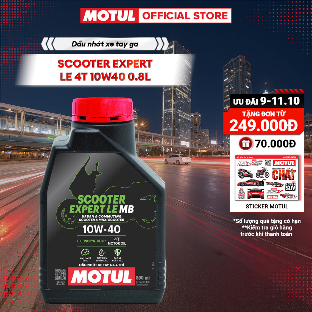 Dầu nhớt xe tay ga MOTUL SCOOTER EXPERT LE 10W40 0.8L