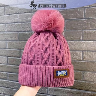 Onetimingfine Mùa Đông Mới Lông Cừu Lót Ấm Áp Mũ beanie Phong Cách Hàn Quốc Mũ Bò Thời Trang Đơn Giản Nhìn Mặt Nhỏ Dệt Kim Bé Gái VN