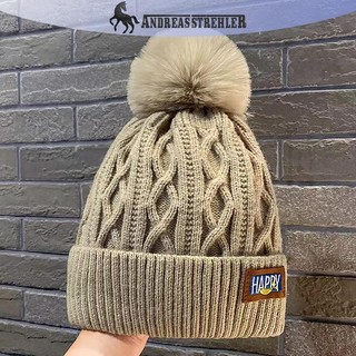 Onetimingfine Mùa Đông Mới Lông Cừu Lót Ấm Áp Mũ beanie Phong Cách Hàn Quốc Mũ Bò Thời Trang Đơn Giản Nhìn Mặt Nhỏ Dệt Kim Bé Gái VN