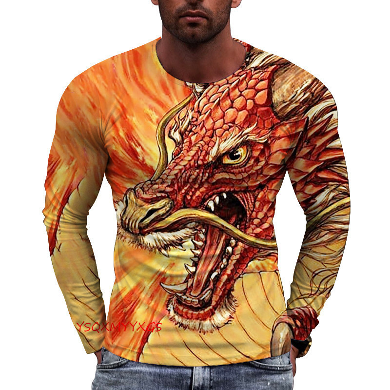 Áo Nam Tay Rồng In Hình 3D Cổ Tròn - Style Đường Phố Thời Thượng