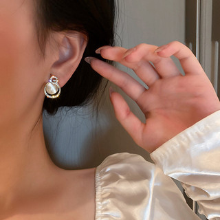 Kim Bạc Thời Trang Hàn Quốc Đơn Giản Cá Tính Bông Tai Kim Cương Chữ Bông Tai Thiết Kế Sense Bông Tai