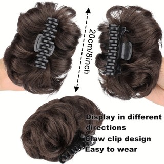 NCE Hair Bun Claw Clip - Kẹp tóc tạo hình búi tóc với phần mở rộng tóc gợn sóng, phù hợp sử dụng cho cả tóc thật và tóc giả