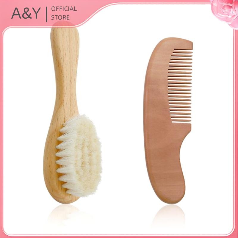 A & Y 2 Chiếc Chăm Sóc Cho Bé Tóc Len Bàn Chải Gỗ Sồi Lược Massage Sơ Sinh Cho Bé Bộ Quà Tặng Tắm Tự Nhiên Bàn Chải Cho Bé.