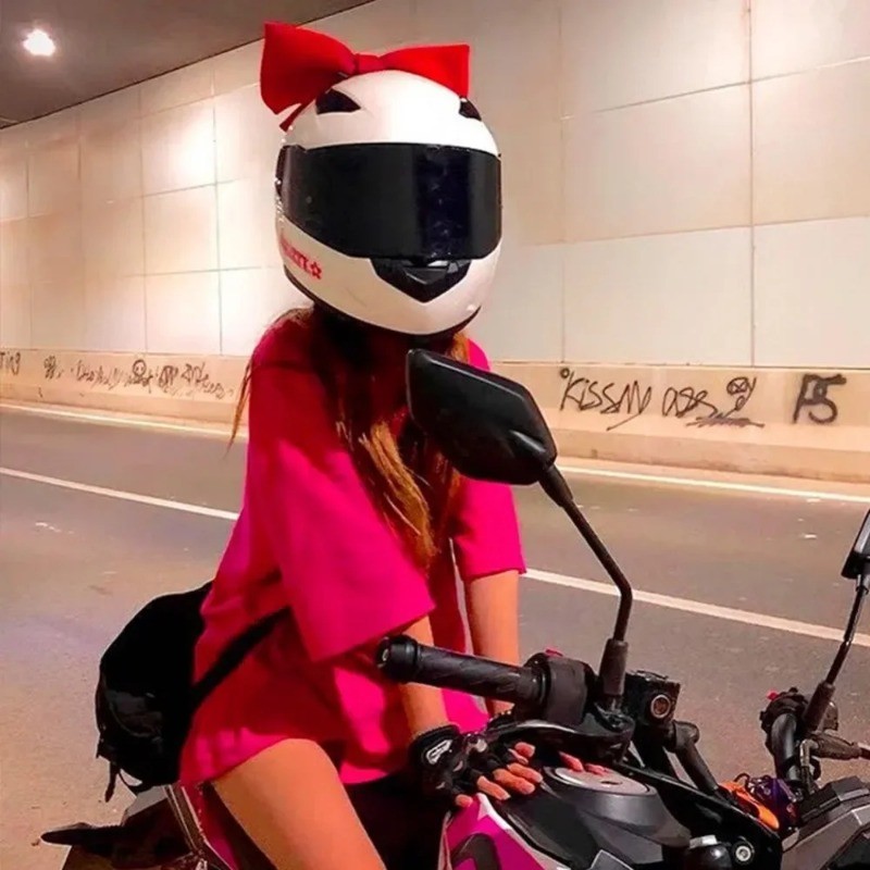 Xe Đạp Điện Mũ Bảo Hiểm Xe Máy Trang Trí Nơ Cô Gái Điện Phía Trước Ghế Sau Trang Trí Phụ Kiện