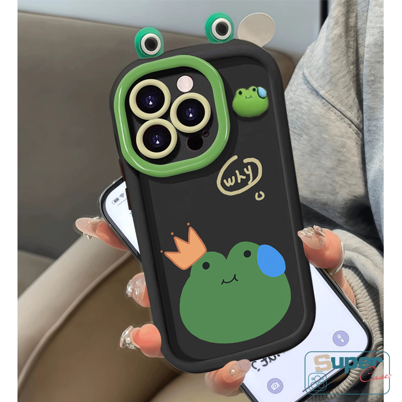 Ốp Lưng Cho Vivo Y03 Y28 Y17 Y100 Y18 Y21 Y12S Y28 Y20 Y15A Y15 Y02 Y02T Y22 Y91 Y18S Y15S Y27 Y20i Y100i Y12 Y03T Y36 Y17S Hoạt Hình Dễ Thương 3D DIY Ếch Búp Bê Tai Kem Puff Cover