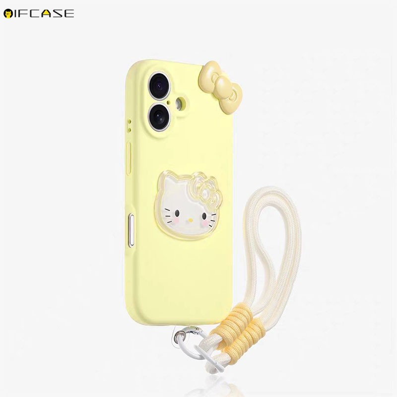 Dành Cho Samsung Galaxy A16 A06 A07 A17 A56 A36 A26 A35 A55 A34 5G 4G Vỏ Điện Thoại Stereo Có Dây Buộc Dễ Thương Hello Kitty Mèo Nơ Nơ Nơ Hoạt Hình Vỏ Mềm