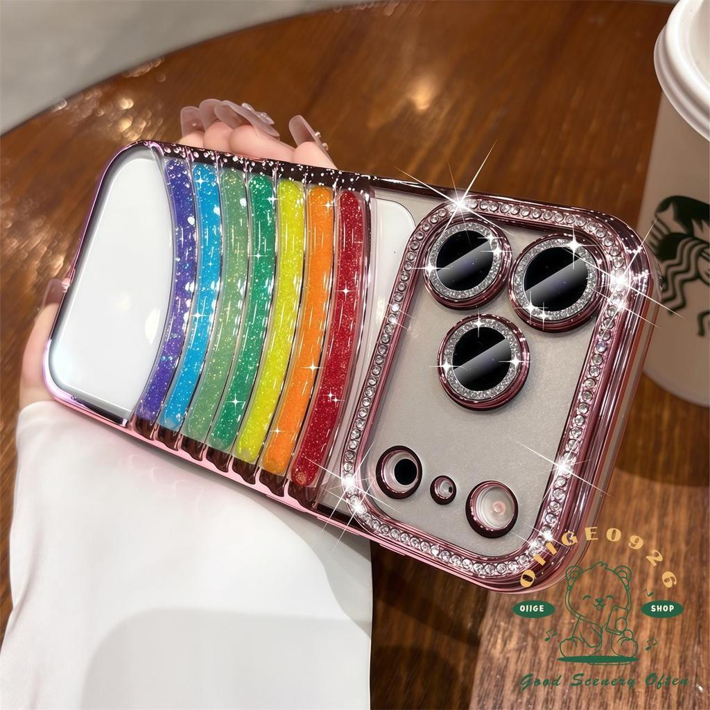 【 Ốp lưng iPhone17 】 Vỏ điện thoại cầu vồng cát lún kim cương iphone17 Pro Max 16 15 14 13 cho vỏ iPhone Vỏ mềm silicon TPU chống sốc