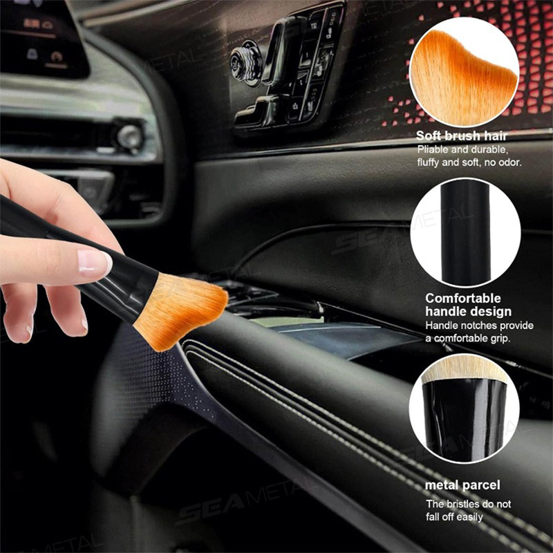 SEAMETAL Car Air Outlet Bảng điều khiển Chi tiết Bàn chải tay cầm dài Bàn chải làm sạch mềm cong Phụ kiện ô tô Dụng cụ làm sạch loại bỏ bụi