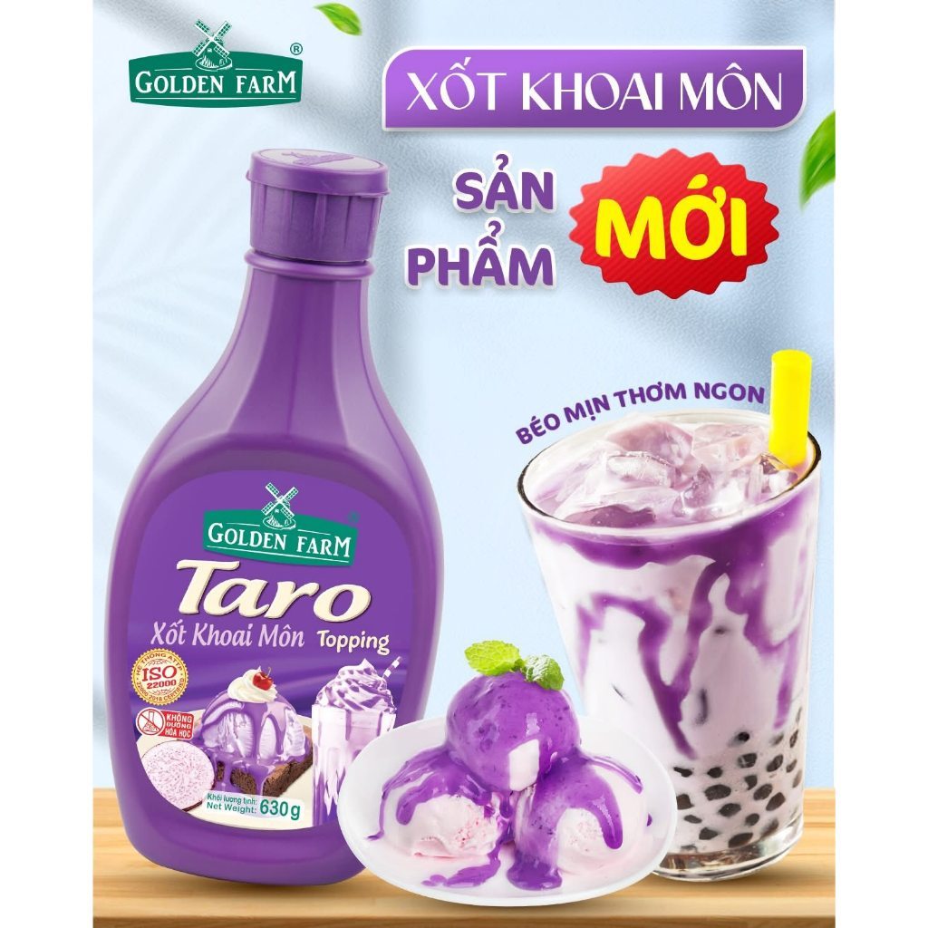Sốt Khoai Môn Golden Farm 630g, Xốt Topping Thơm Béo Vị Khoai Môn Đậm Vị, Làm Kem Trà Sữa Và Sinh Tố
