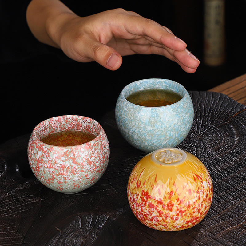 Gốm Tianmu Glaze Kiln Thay Đổi Cốc Xây Dựng Sakura Rồng Trứng Cốc Không Màu Cốc Kung Fu Trà Master Cup Bát Trà Quà Tặng 7PB2