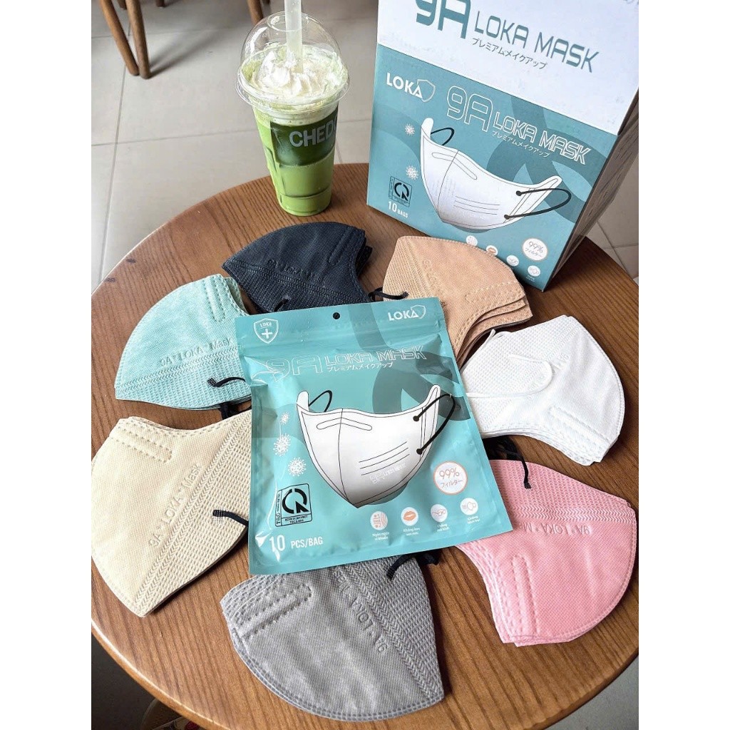 Thùng 200 Chiếc Khẩu Trang 9A LOKA 5 Lớp Chống Bụi Mịn Chống Tia UV Che Kín Mặt Thoáng Khí Cao Cấp