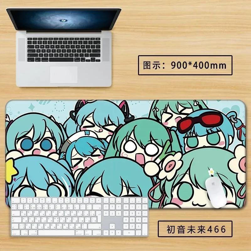 Miếng Lót Chuột Hatsune Miku Chibi - Thảm Để Bàn Lớn Phiên Bản Q Dễ Thương, Đế Chống Trơn Trượt Dày 3 Mm