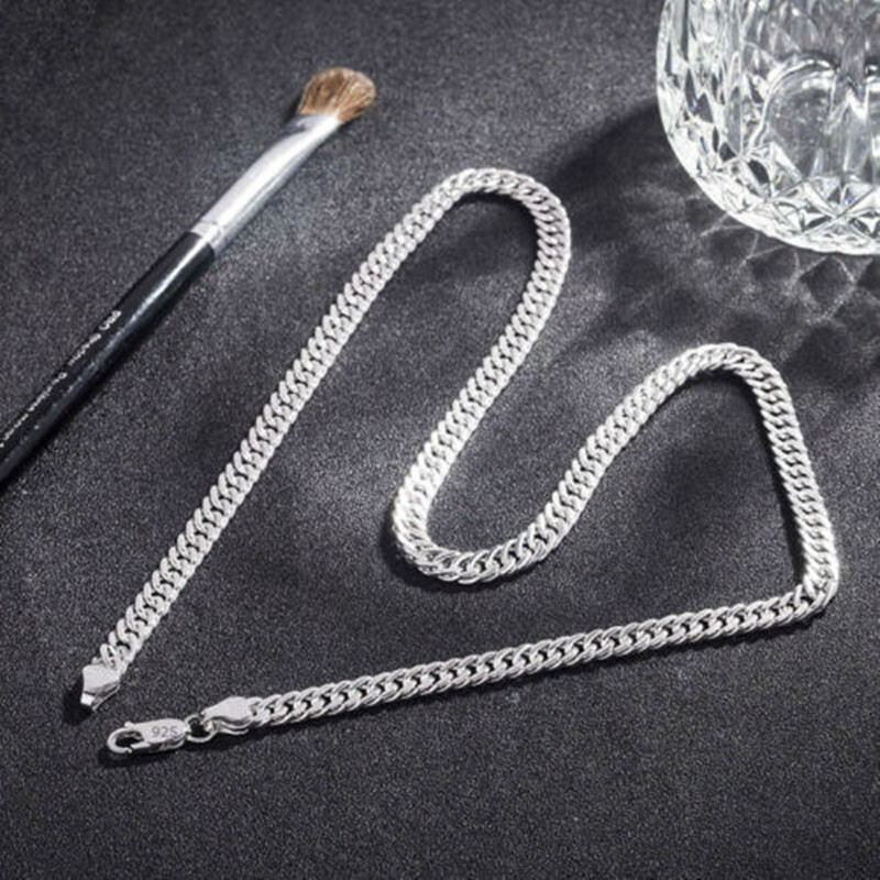 Dây chuyền bạc 925 chiều rộng 6mm, phù hợp nữ giới, trang sức tiệc cưới thời trang
