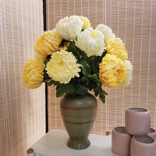 Hoa Giả 🌺 Hoa Cúc Mẫu Đơn Bông To, Hoa Lụa Cúc Đại Đoá 73cm