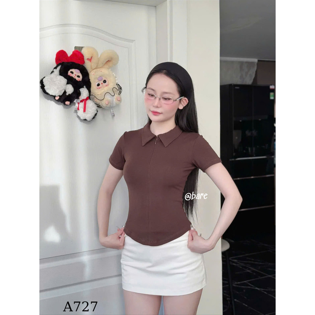 Áo Thun Nữ Ôm Body Cổ Khoá Cotton Mịn, Áo Polo Tay Ngắn Nữ Đi Chơi, Công Sở Siêu Tôn Dáng_A727