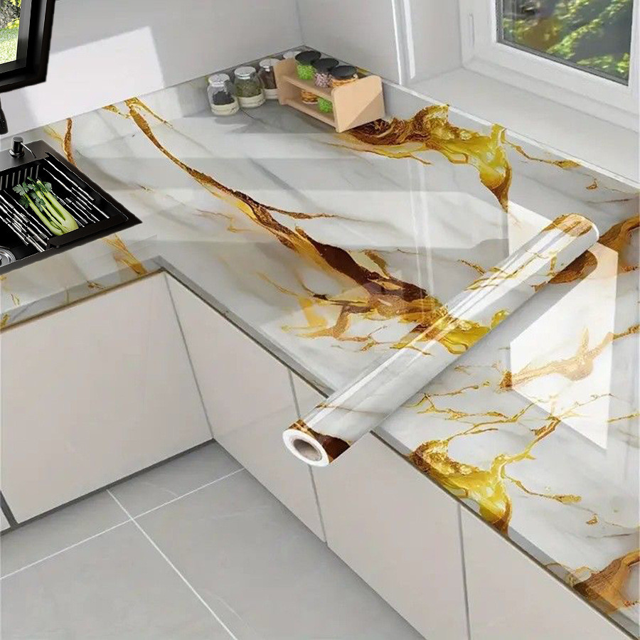 Gilt Họa Tiết Đá Cẩm Thạch Giấy Dán Tường Tự Dính Bếp Bếp Chống Dầu Miếng Dán Cải Tiến Nhà Vật Liệu Xây Dựng Nền Trang Trí Tường Giấy Dán Tường