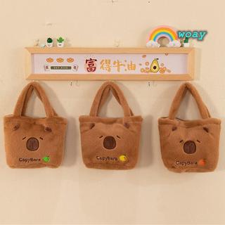 Túi xách WOAY, Túi tote Kapibala in hình hoạt hình sang trọng, Túi đi lại dung tích lớn di động thông thường dành cho nữ Cô gái