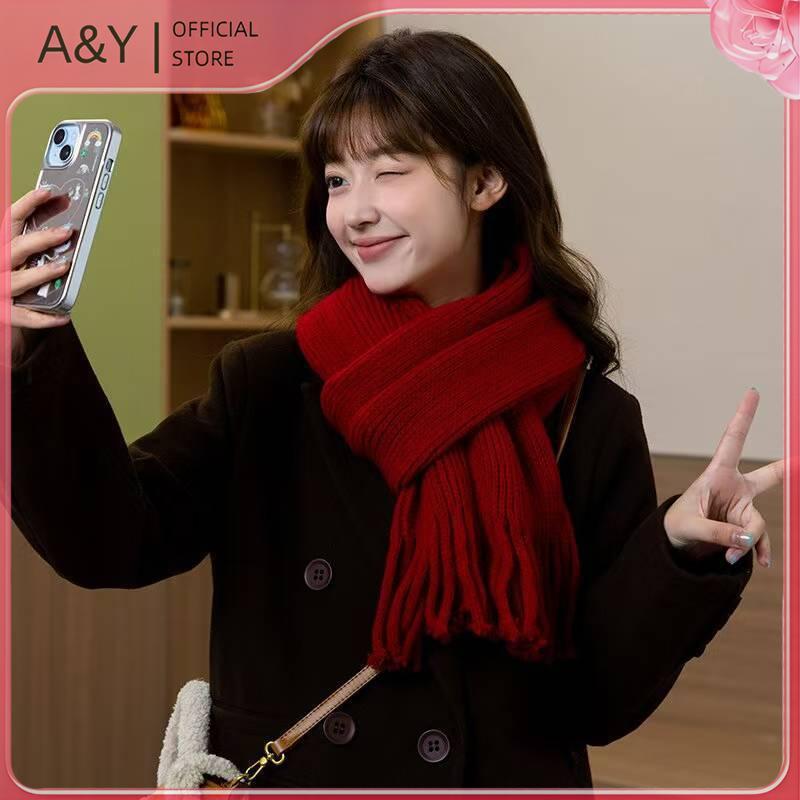 Khăn quàng cổ cashmere nữ, dày và ấm áp, phù hợp mùa đông, thiết kế cổ điển màu trơn.