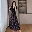 Đầm hoa tiệc cổ vuông bigsize nữ sang chảnh dáng dài trung niên cho mẹ summer flowers vintage dress