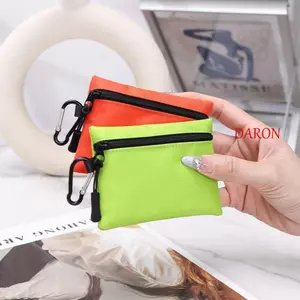 Ví đựng tiền xu bằng vải DARON Ox, Túi đựng đồ nhỏ có dây kéo phong cách Hàn Quốc, Túi đựng thẻ mềm màu trơn Ví đựng tiền xu Túi đựng thẻ nữ