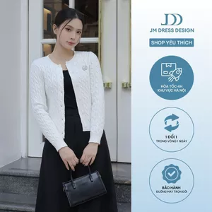 Áo Cardigan Len Vặn Thừng Cổ Tròn Tay Dài Dáng Ôm Mở Khuy Trước 2K10.2510. Áo Len Cardigan Nữ. Áo Len Mỏng Preppy By JM