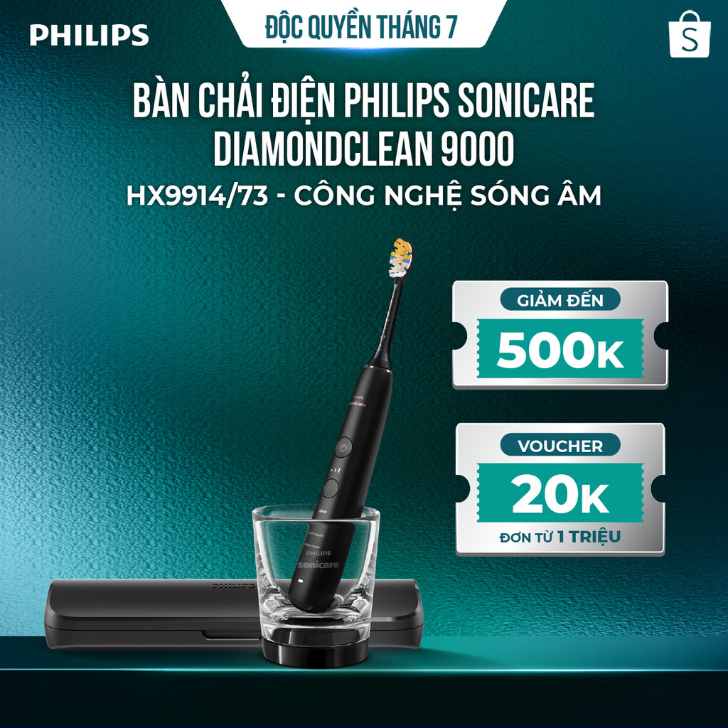 Bàn chải điện Philips Sonicare HX9914 DiamondClean 9000 – làm trắng răng, kết nối app