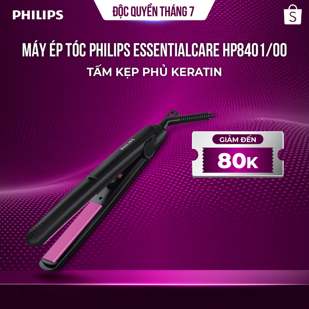 Máy ép tóc Philips HP8401/00 EssentialCare – Tấm kẹp ceramic keratin, làm nóng nhanh 60s