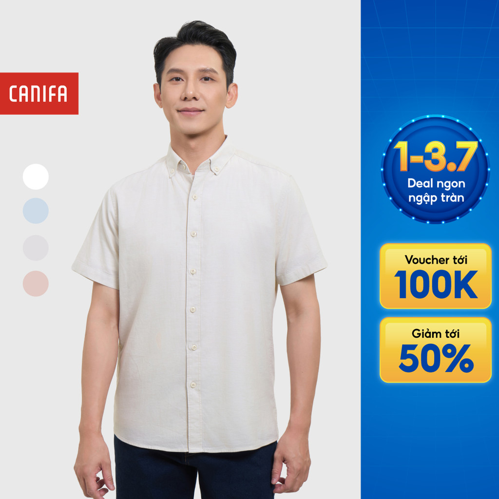 Áo Sơ mi nam CANIFA cổ bẻ basic ngắn tay 8TH26A001