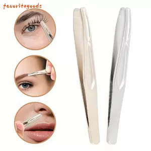 Nhíp nối mi FAVORITEGOODS, Kẹp lông mày đầu tròn bằng thép không gỉ, Kẹp liền mạch thẳng và cong Dụng cụ tẩy lông mặt chuyên nghiệp Nhíp chải lông mày