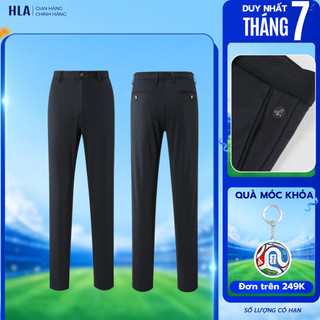 Quần Tây Nam HLA Ống Đứng Cao Cấp Màu Đen Lót Nỉ, Co Giãn Chống Nhăn, Phù Hợp Công Sở