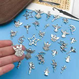Flgo Gói 30 Mặt Dây Chuyền Thiên Thần Hợp Kim Cổ Phụ Kiện Quyến Rũ Hợp Kim Thiên Thần Quyến Rũ Để Thủ Công Dây Chuyền Và Nẹp Độc Đáo
