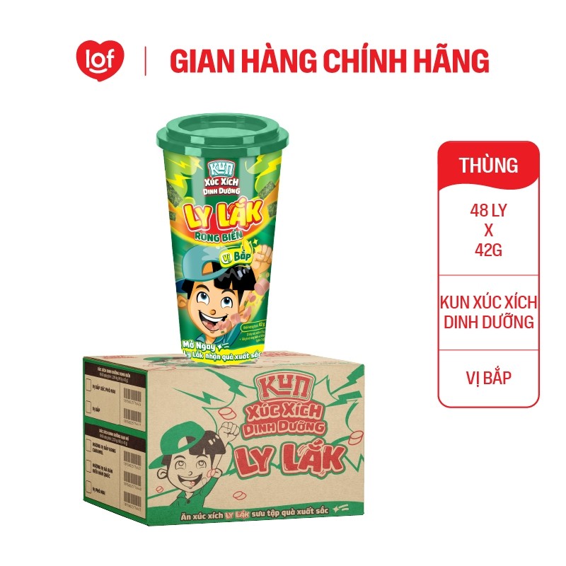 Xúc xích dinh dưỡng rong biển Kun ly lắk vị bắp (Combo 6 ly & Combo 12 ly)