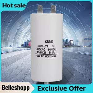 Belleshopp Tụ khởi động động cơ CBB60 450V 40μF cho các ứng dụng máy bơm và điều hòa không khí trong máy giặt Màng Polypropylen có độ tin cậy cao Hiệu suất ổn định