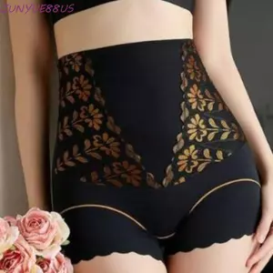 JUNYUE88US Máy định hình cơ thể sau sinh, Máy định hình eo cao Máy định hình giảm béo, Huấn luyện viên eo thun Cotton Đáy quần lót kiểm soát bụng Quần lót ren hoa sau sinh